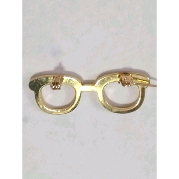 VINTAGE Gold Tone Rhinestone Glasses Brooch Pin Reading Eyewear Sun Protection - Picture 9 of 9